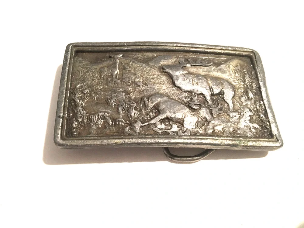 1977 BERGAMOT BELT BUCKLE USA WILD ANIMALS MOOSE MOOSEHEAD BRASS WORKS F-144